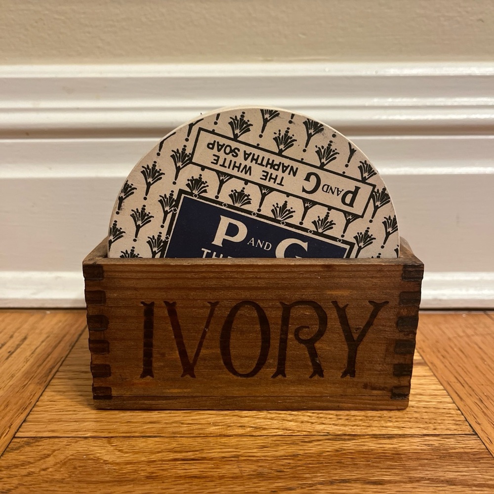 Vintage Procter And Gamble P&G Ivory Soap Historical Image Coaster Set
